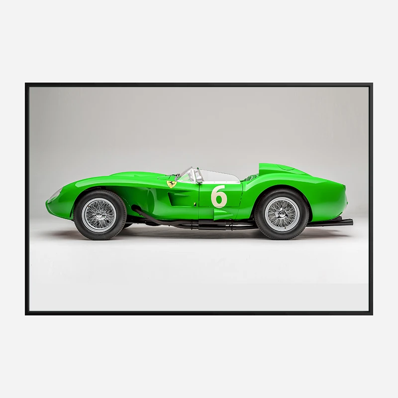 Ferrari フェラーリ 512TR テスタロッサ 額装 油絵 絵画 跳ね馬 Ferrari 250 Testa Rossa in Green Wall Art